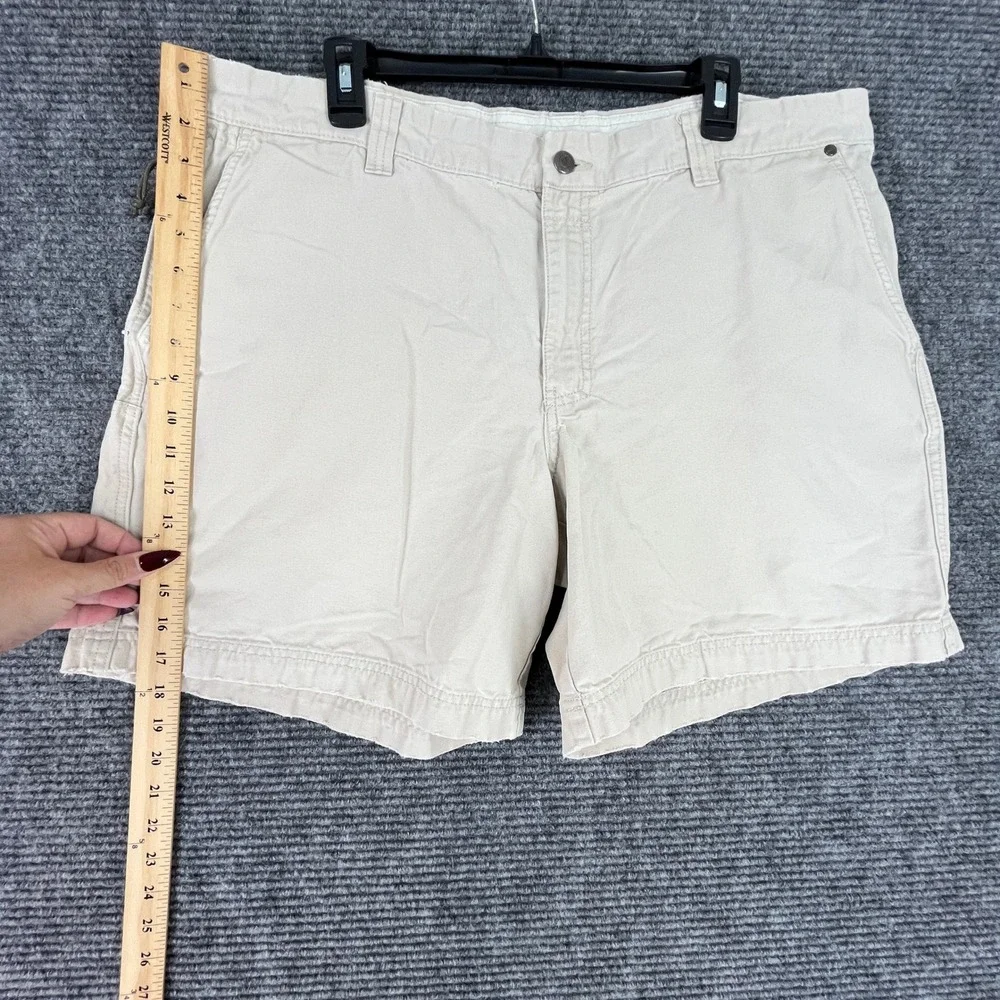 Columbia Canvas Khaki‎ Chino Utility Cargo Fishing Hiking Shorts 40 8L Mens